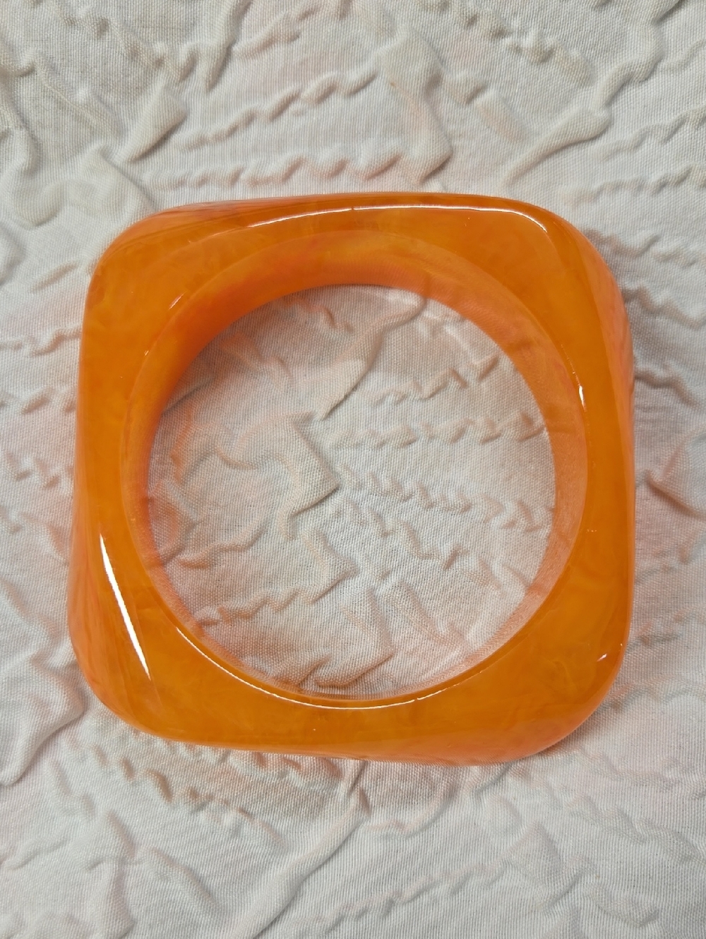 Vibrant Square Marbled Orange Acrylic Bracelet #1